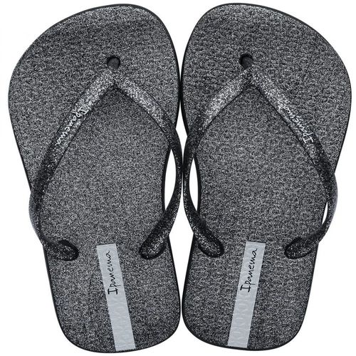 Chinelo Dedo Ipanema Glitter Preto e Prata Feminino
