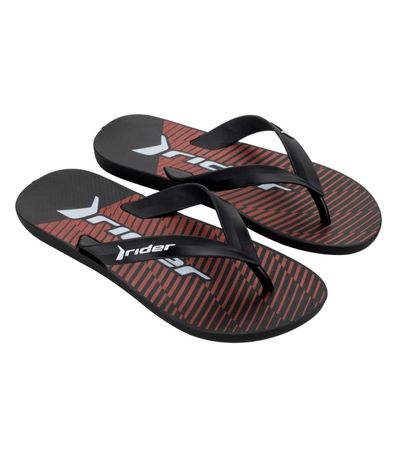 Chinelo Dedo Rider Feel Urban Preto e Vermelho Masculino