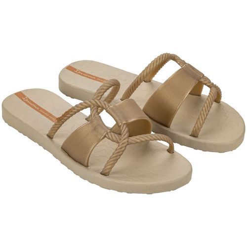 Chinelo Slide Ipanema Bege e Ouro Feminino