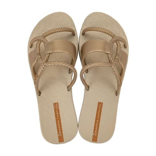 Chinelo Slide Ipanema Bege e Ouro Feminino