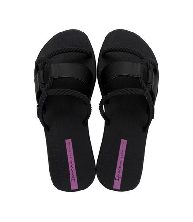 Chinelo Slide Ipanema Preto e Lilás Feminino