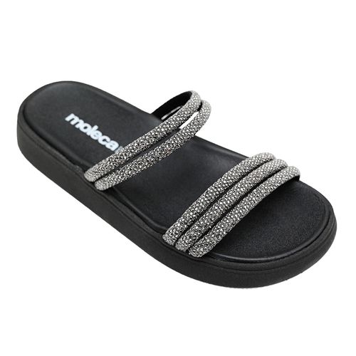 Papete Rasteira Moleca Black Diamond e Preto Feminina