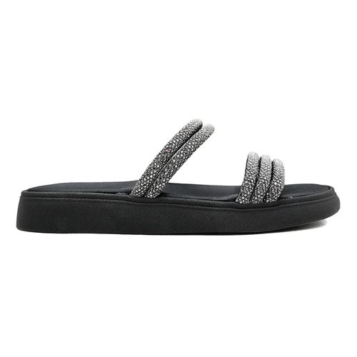 Papete Rasteira Moleca Black Diamond e Preto Feminina