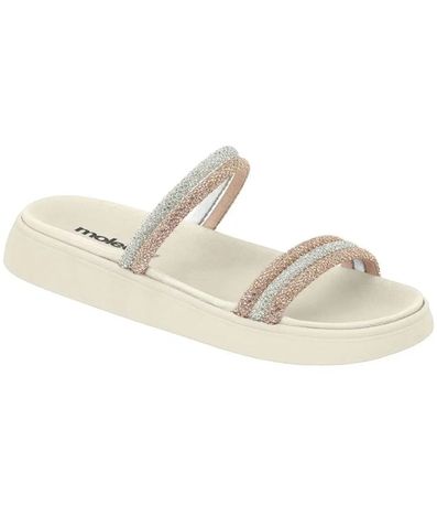 Papete Rasteira Moleca Branco Off Feminina