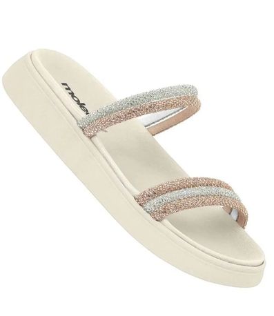 Papete Rasteira Moleca Branco Off Feminina