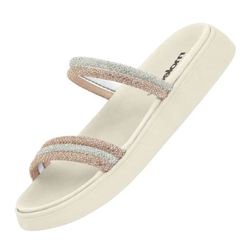 Papete Rasteira Moleca Branco Off Feminina
