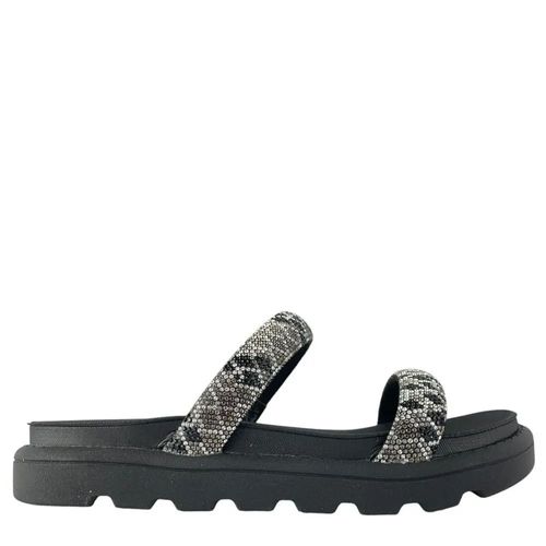 Papete Rasteira Vizzano Preto e Cristal Feminina