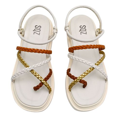 Sandália Flatform Squizz Off White e Multicores Feminina
