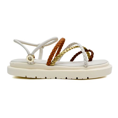 Sandália Flatform Squizz Off White e Multicores Feminina