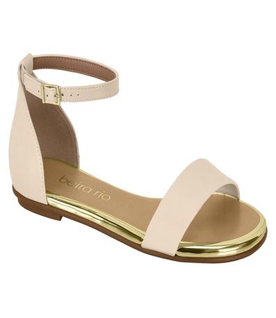 Sandália Rasteira Beira Rio Creme Feminina