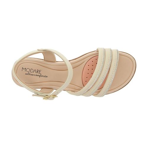 Sandália Rasteira Modare Creme e Cristal Feminina