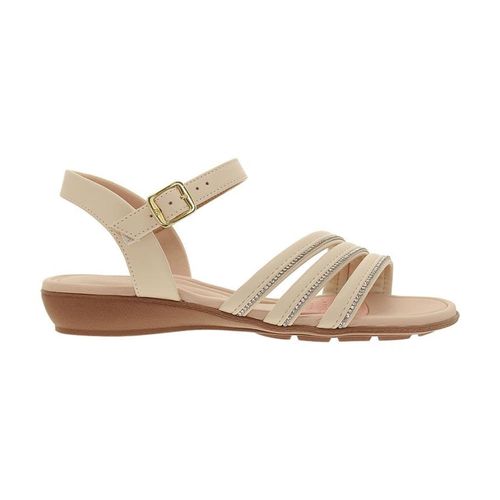 Sandália Rasteira Modare Creme e Cristal Feminina