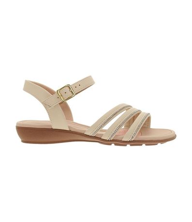 Sandália Rasteira Modare Creme e Cristal Feminina