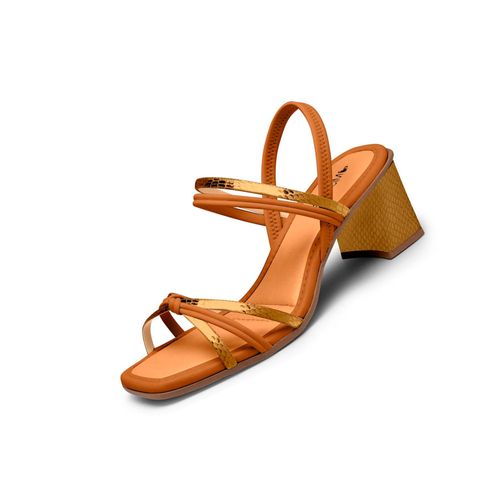 Sandália Salto Mississipi Camel Feminina