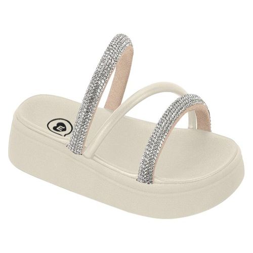 Tamanco Rasteira Molekinha Cristal e Branco Menina