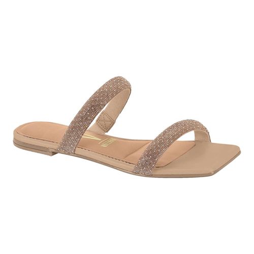 Tamanco Rasteira Vizzano Dourado e Cristal Feminino