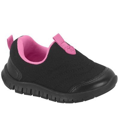 Tênis Casual Dia a Dia Molekinha Preto e Rosa Menina