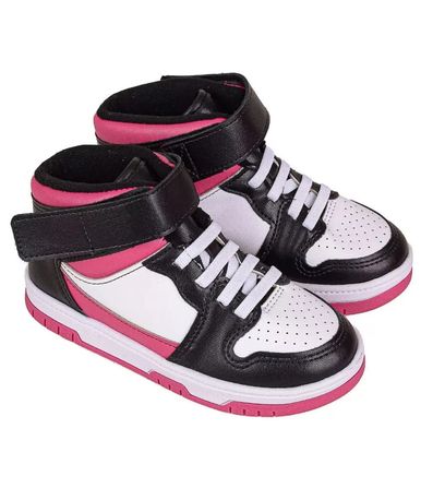 Tênis Casual Dia a Dia Molekinha Preto e Rosa Menina