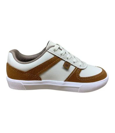 Tênis Casual Dia a Dia Molekinho Branco Off e Caramelo Menino