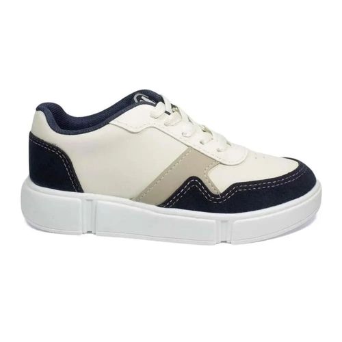Tênis Casual Dia a Dia Molekinho Branco Off e Marinho Menino