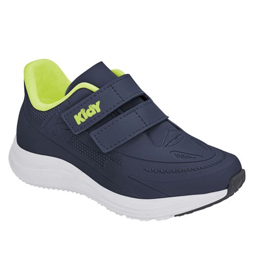 Tênis Casual Kidy Marinho e Neon Menino Juvenil