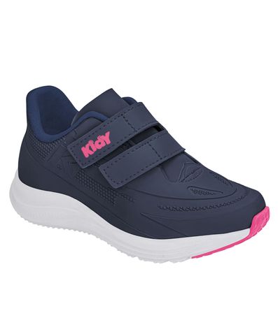 Tênis Casual Kidy Marinho e Pink Menina Juvenil