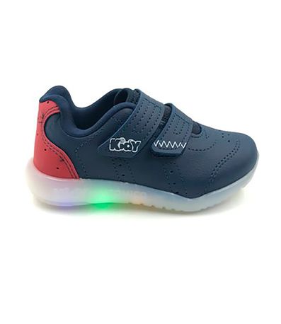 Tênis Casual Kidy Marinho e Vermelho com LED Infantil Masculino