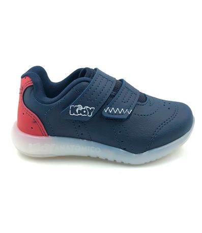 Tênis Casual Kidy Marinho e Vermelho com LED Infantil Masculino