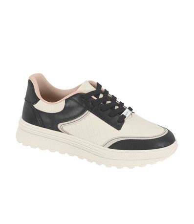 Tênis Casual Moleca Dia a Dia Branco e Preto Feminino