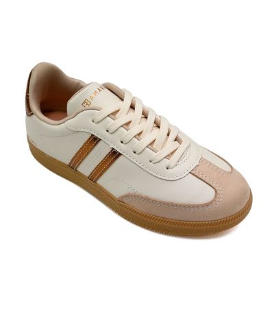 Tênis Casual Ramarim Creme e Bronze Feminino