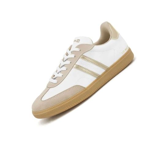 Tênis Casual Ramarim Creme e Dourado Feminino
