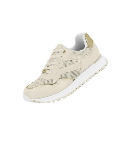 Tênis Casual Vizzano Off White e Dourado Feminino