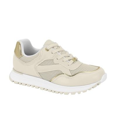 Tênis Casual Vizzano Off White e Dourado Feminino