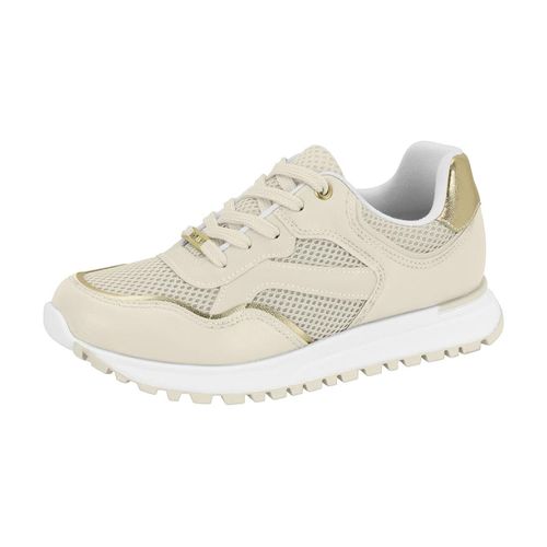 Tênis Casual Vizzano Off White e Dourado Feminino
