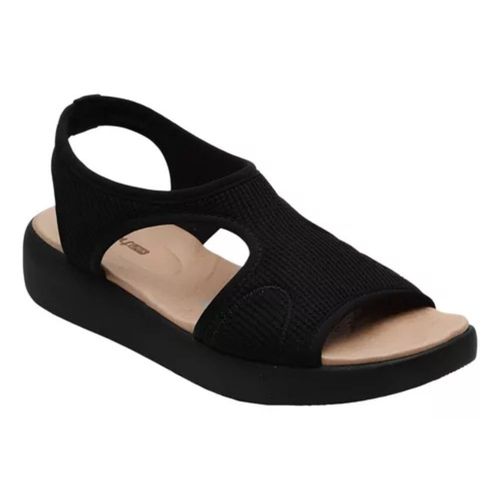 Sandália Feminina Ortopédica Recortes Comfortflex Preta