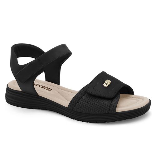 Sandália Feminina Velcro Comfortflex Preta