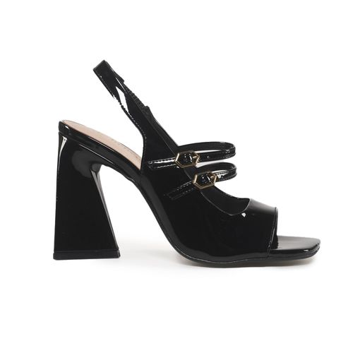 Sandália Feminino Salto Alto Verniz Bebece Preto