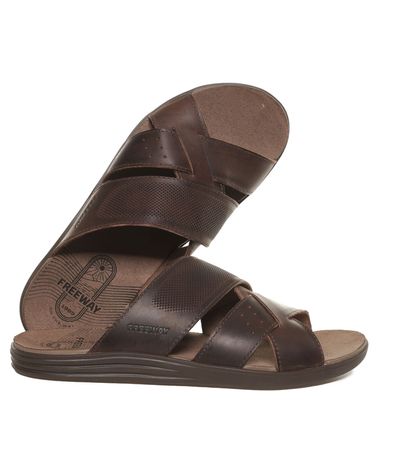 Sandália Masculina Tiras Couro Free Way Marrom