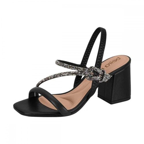 Sandália Salto Grosso Feminino Beira Rio Strass Preto