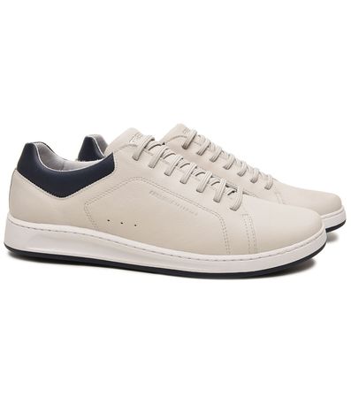 Sapatênis Masculino Elástico Couro Free Way Branco Off
