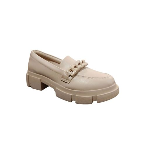Sapato Feminino Mocassim Tratorado Corrente Quiz Bege