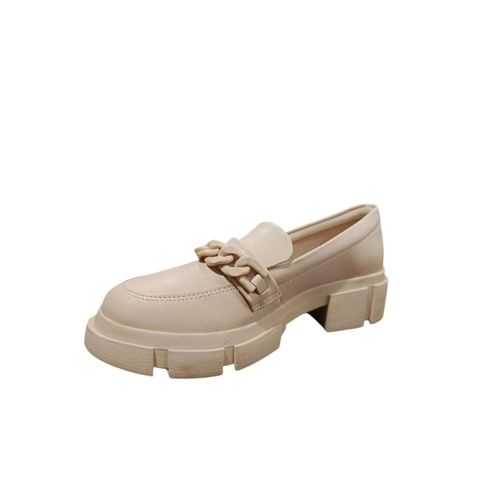 Sapato Feminino Mocassim Tratorado Corrente Quiz Bege