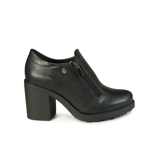 Sapato Feminino Oxford Salto Bloco Ziper Quiz Preto