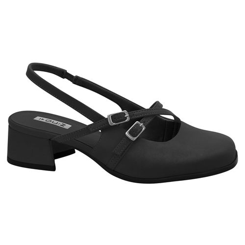 Sapato Feminino Salto Bloco Slingback Fivelas Quiz