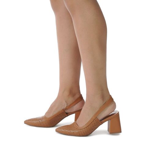 Sapato Feminino Scarpin Elástico Quiz Caramelo