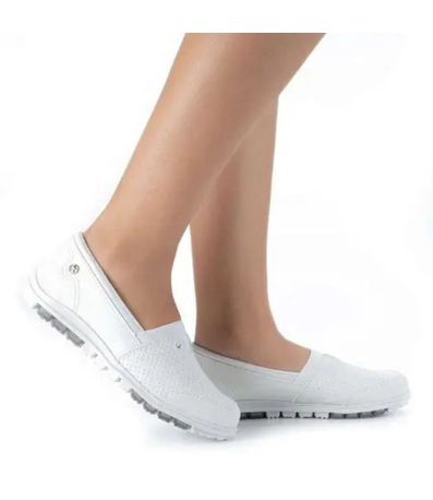 Sapato Feminino Slip On Brilho Kolosh Branco Off