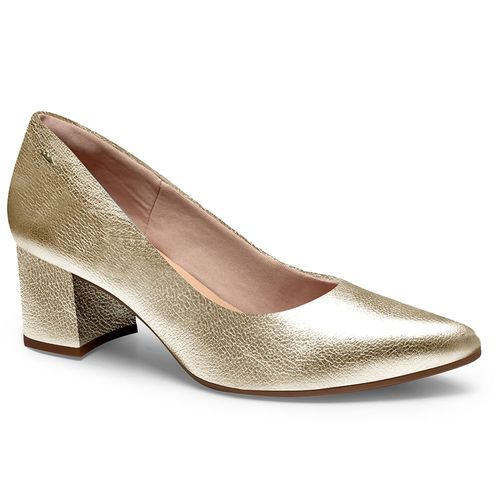 Sapato Scarpin Dourado Salto Grosso Dakota Feminino