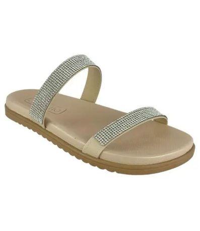 Tamanco Feminino Beira Rio Strass Creme