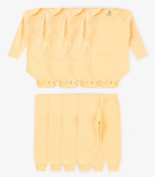 Kit 4 Body Bebê Canelado 2 Peças Kappes Amarelo