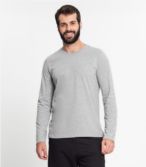 Kit 3 Camiseta Manga Longa Masculina  Meia Malha Kohmar Cinza